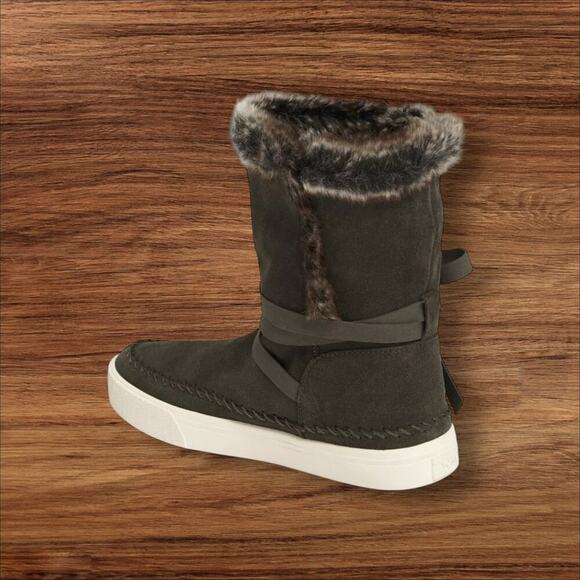 Tom’s Vista Boots Olive Fur Lined Women’s Size 6 - Picture 4 of 5